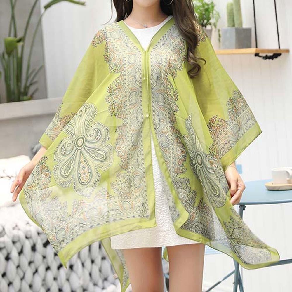 With Buckle Sunscreen Thin Large Scarf Breathable Seaside Vacation Cloak  for Mom