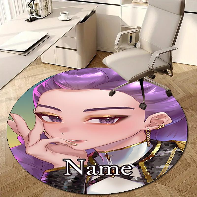 Personalized K-KPop Demon Hunters Round Chair Office Rug - Perfect for Mat, Office Chair & More - Ideal Gift for Birthdays and Holidays