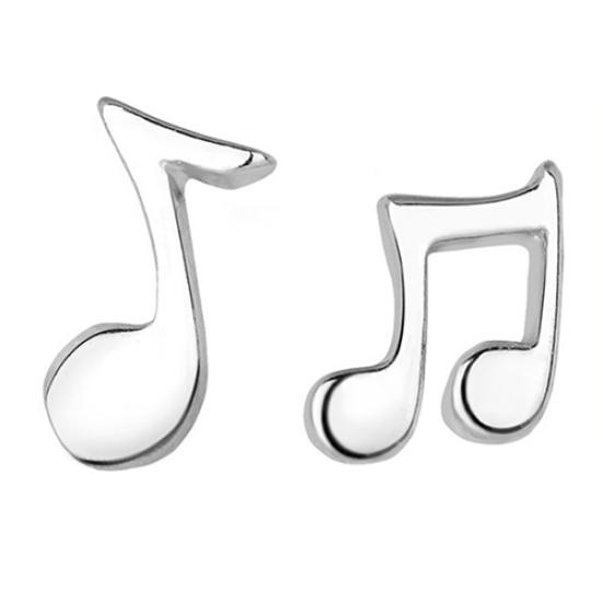 1 Pair Women Asymmetry Musical Notes Silver Plated Ear Studs Earrings Jewelry