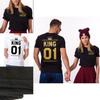 Stylisches T-Shirt mit Nummern-Kronen-Print für Damen und Herren, perfekt für legere Sommerkleidung