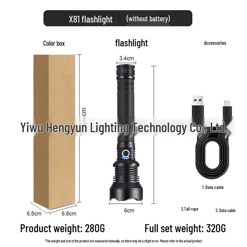 XHP90 Explosion-Proof Rechargeable LED Flashlight: Super Bright, Waterproof, Telescopic Zoom, Aluminum Alloy, Handheld Light for Outdoor Use.