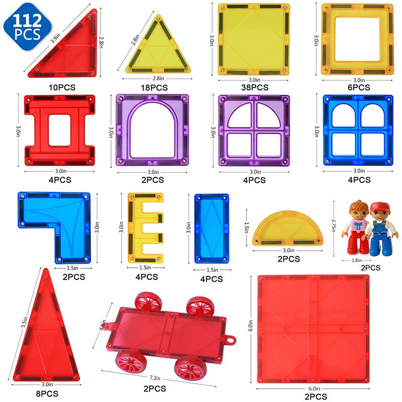 

112 шт. магнитные плитки большого размера магнитные строительные блоки наборы конструктор образовательные игры игрушки для детей лучшие подарки