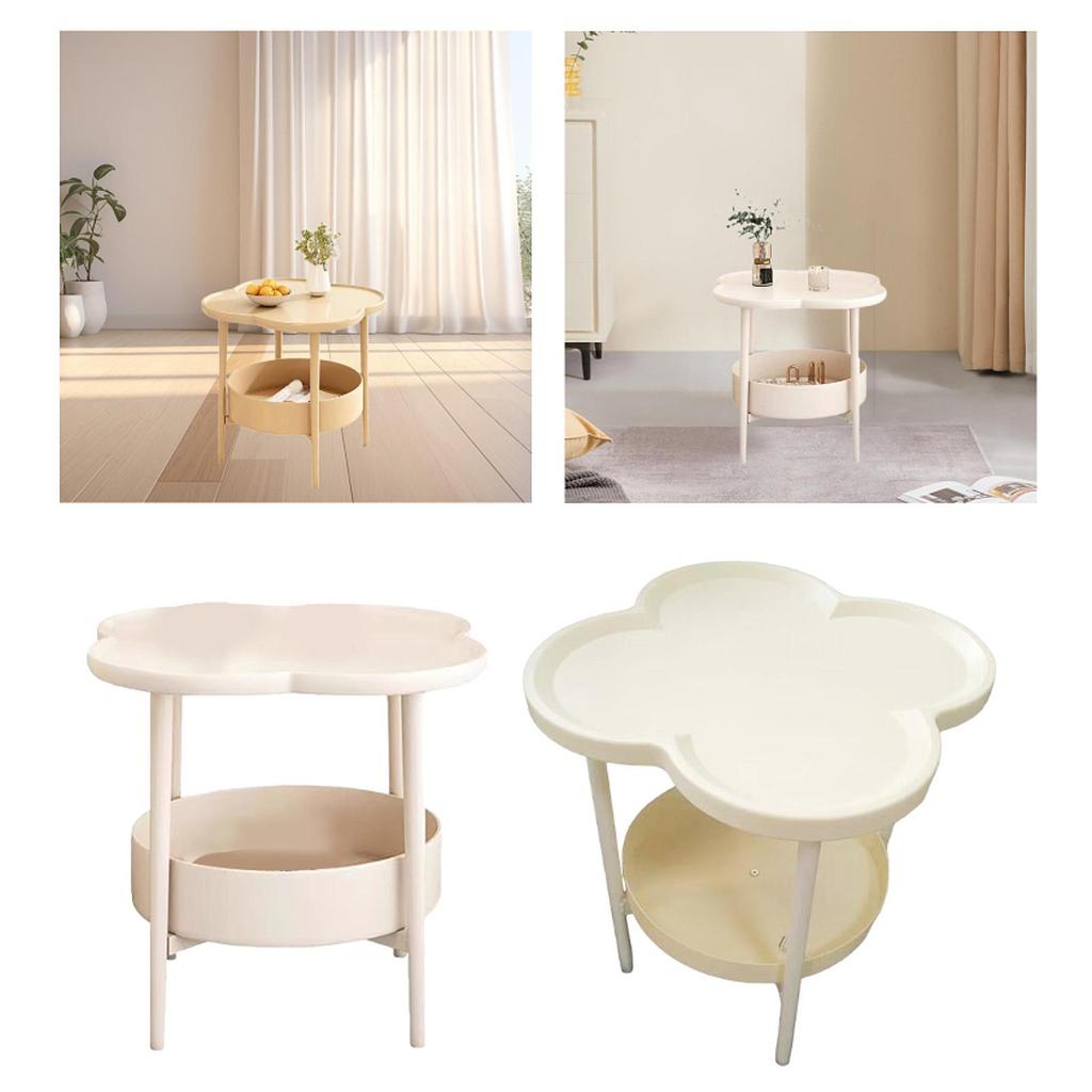 Double Layer Organizer Minimalist Furniture Modern Coffee Table End Table for Small Space Bedside Bedroom Office Living Room