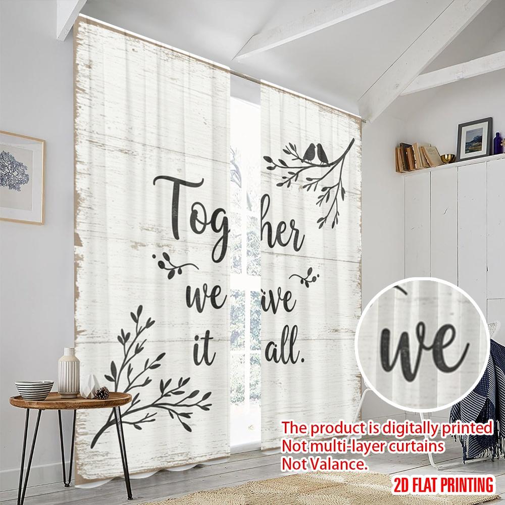 2 Stück 2D Flachdruck Vorhänge Zusammen Wir Haben Alles Polyester Ohne Strom Festliche Wanddeko Verwendung für Mehrzweck-Event