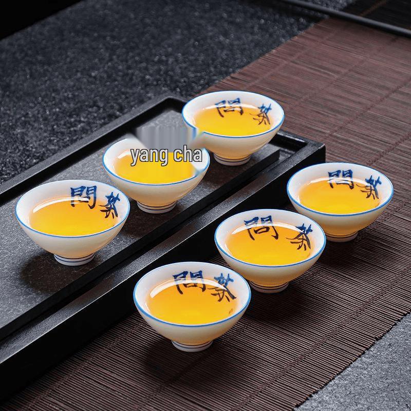 Hand-Painted Mutton-Fat Jade Porcelain Kung Fu Teacup