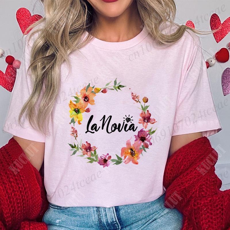 Team Bride Y2k Tops Spanish Women Bachelorette Party Tee Shirt  Future Bride Casual Short Sleeved Bridal Shower Wedding T-shirt