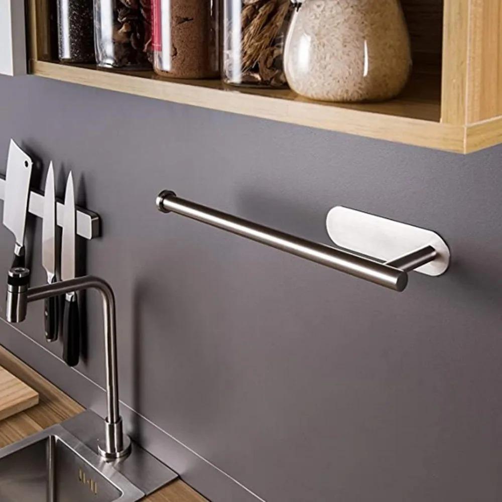 Stainless Steel Kitchen Tissue Holder Bathroom Roll Paper Holder Toilet Wall Mounted Towel Rack Save Space Home Accessories
