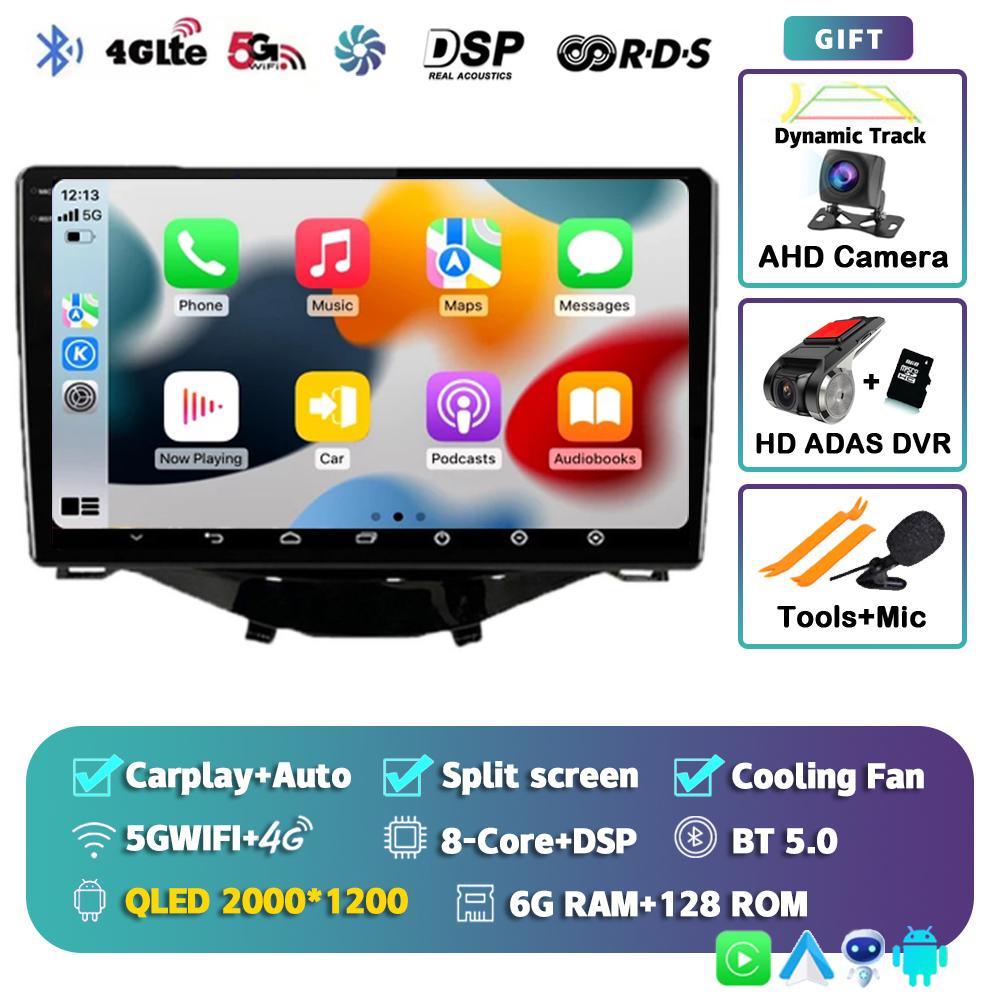 Android 14 Carplay Auto Car Radio For Toyota Aygo Peugeot 108 Citroen C1 2016-2020 Multimedia Video Player GPS Autoradio Stereo