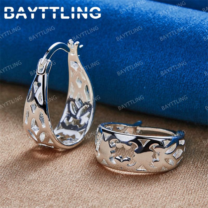 Stylish 925 Sterling Silver Delicate Openwork Earrings for Women Elegant Jewelry Wedding Party Accessories
