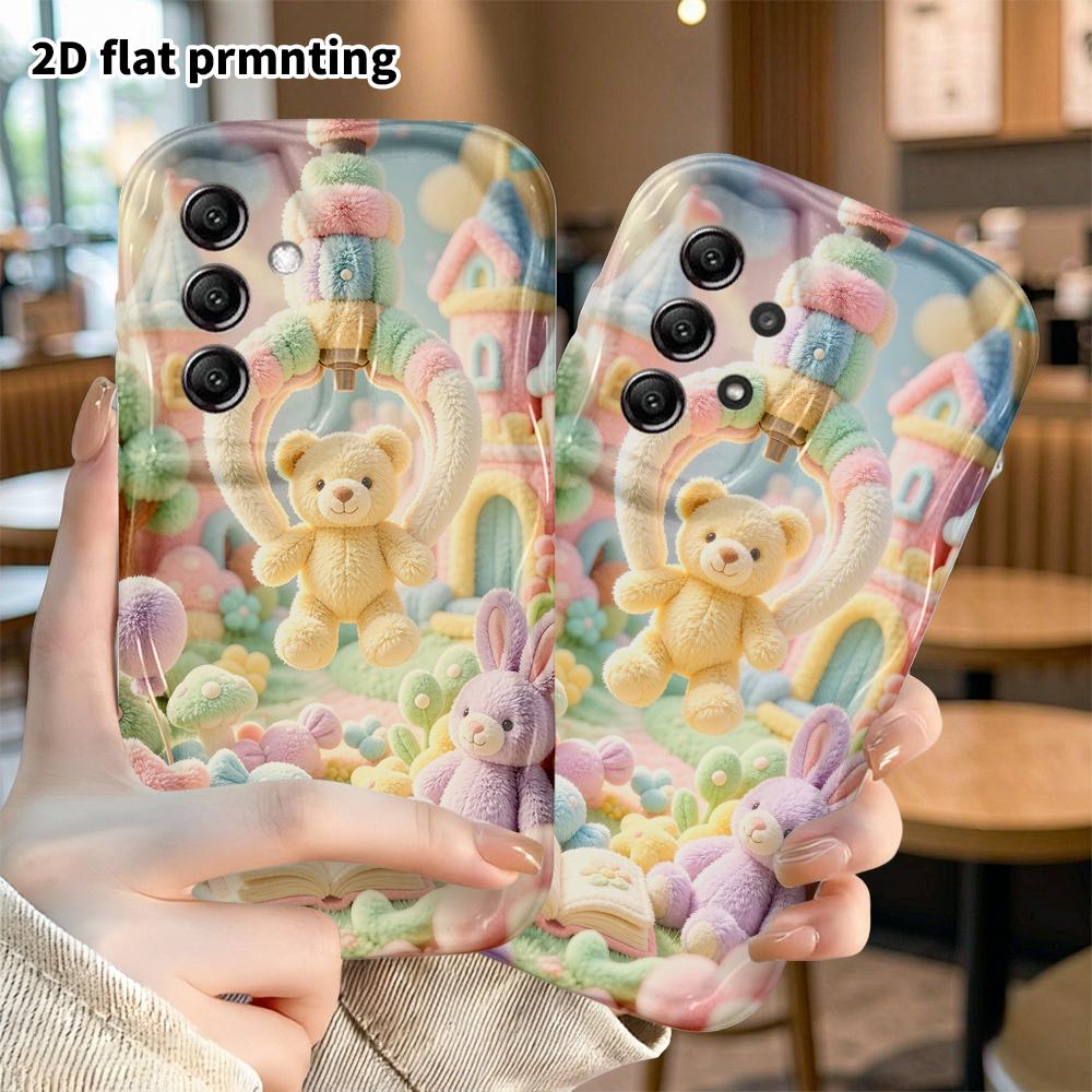 Phone Case: 2D Flat, Suitable for Samsung Galaxy A34 A35 M05 M06 S20 S22 S21 FE Plus 5G Protective Case, Castle Cradle Teddy Bear, Perfect Christmas a