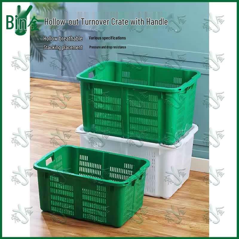 Heavy-Duty Plastic Storage Crate with Iron Handles
