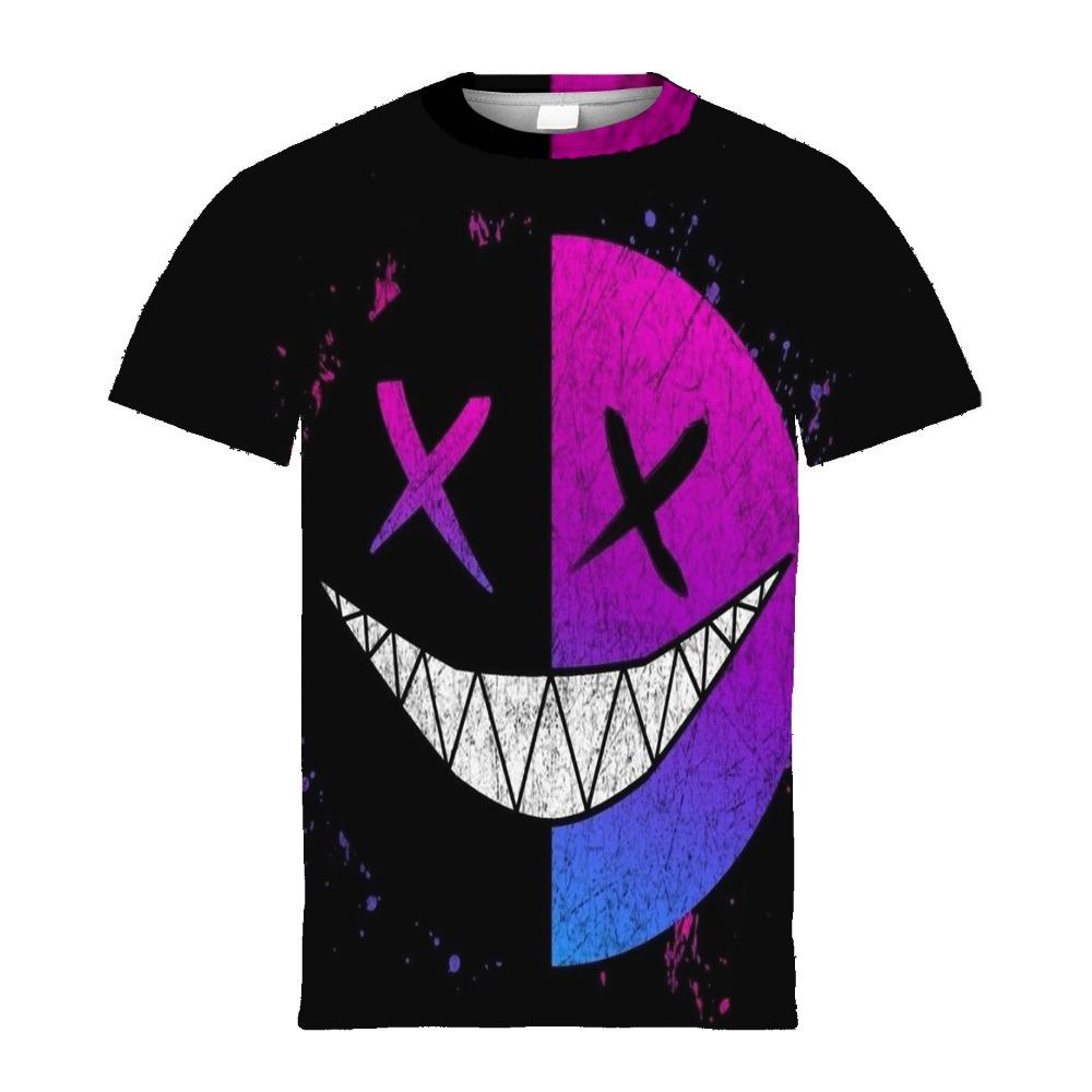 T-Shirts for Children Trendy Boys' Graffiti Tee for Summer Outdoor Fun Vibrant Cartoon Print Durable Stretch Fabric Short Sleeve