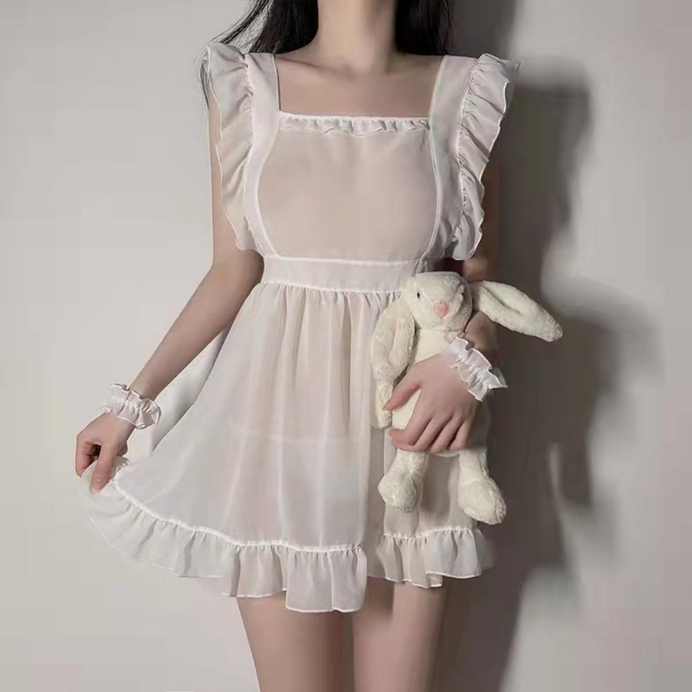 Sexy Lingerie Plus Size Seduction Chiffon Pajamas Maid Dress Passion Perspective Free Suit Uniform Woman