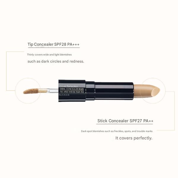 The Saem Cover Perfection Ideal Concealer Duo 4.2g (Stick) + 4.5g (Tip)  (3 Options)