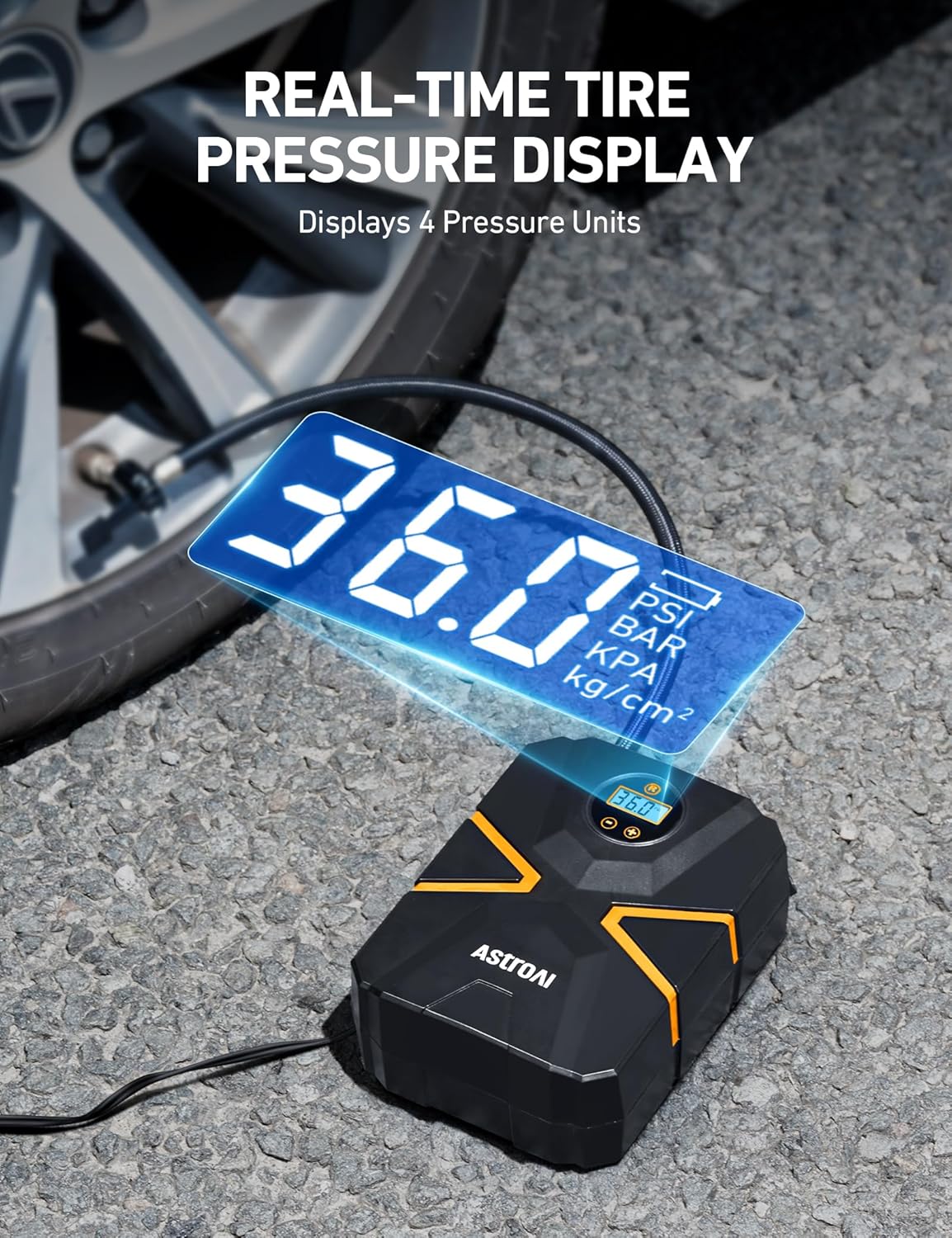 S1 Портативный 12-вольтовый воздушный компрессор, 150 PSI Цифровой насос для шин с автоотключением для автомобилей, мотоциклов, велосипедов United States