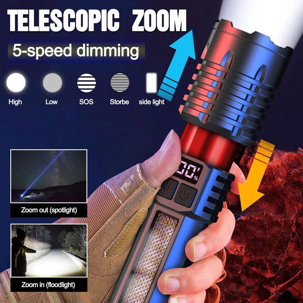 2 Pack Rechargeable LED Flashlights High Lumens Super Bright Flashlight with 5 Modes Waterproof Zoomable Powerful Torches