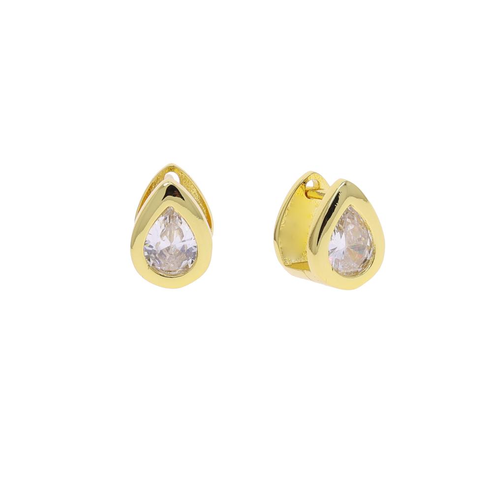 Gold Plated Fashion Women Jewelry 5A Sparking Tear Drop Cubic Zirconia CZ Sparking Hoop Earring