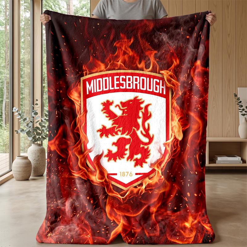 Middlesbrough FC Coperta Morbida in Pile di Flanella Leggera Accogliente Calda Plaid per Divano Letto Decorazione Casa