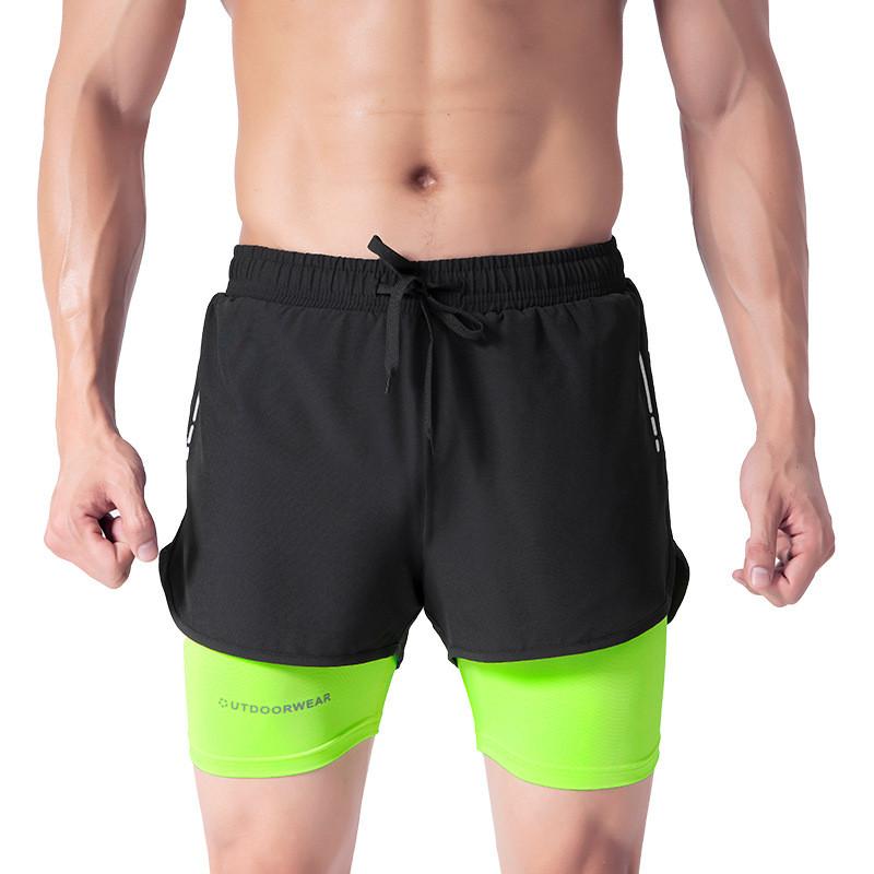 Men's Quick-Dry Three-Quarter Double Layer Sports Shorts For Basketball Marathon Running Swimming