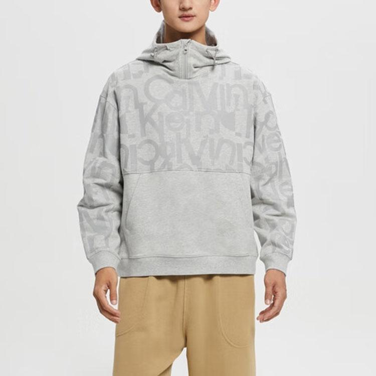 Calvin Klein Unisex Fashion Phantom Patch Drawstring Hoodie Unisex Hoodies Gray J400262-P01