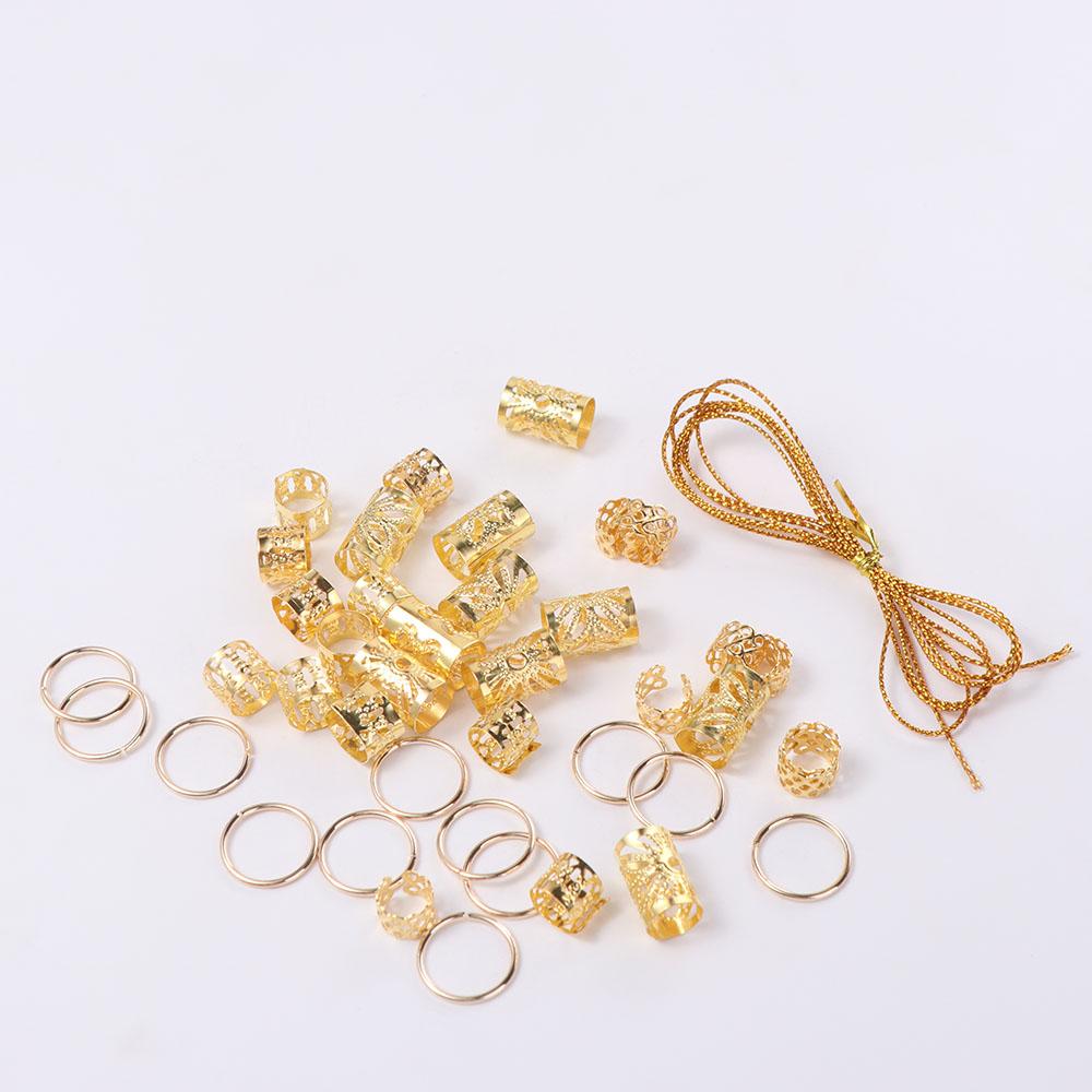 41pcs Metal Cuff Clips Dreadlocks Beads Dread Locks Hair Braid Tubes Hollow Out Hair Ring  Women
