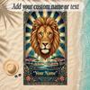 Leopard Theme Soft Beach Towel Personalized Custom Name Text Towel Portable for Beach Pool Travel