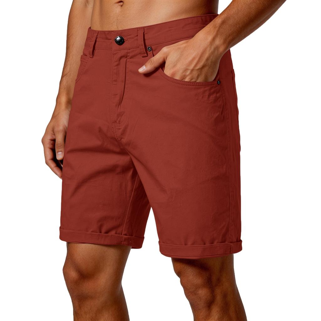 Herren Casual Shorts, Gerade geschnitten und figurbetont, Fünf-Zoll-Hose, Große Größe, Farbe, Arbeitskleidungshose