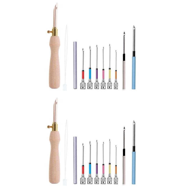 ABFS 22-teiliges Punch Needle Werkzeug-Set Stickerei Stiching Punch Needle & Nadel Einfädler Stickerei Stechen Kreuzstich Werkzeuge