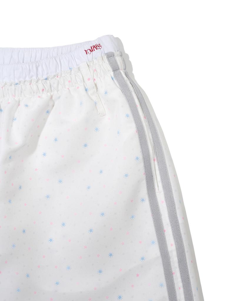 YOUHEE Star Pattern Layered Banding Track Pants_White