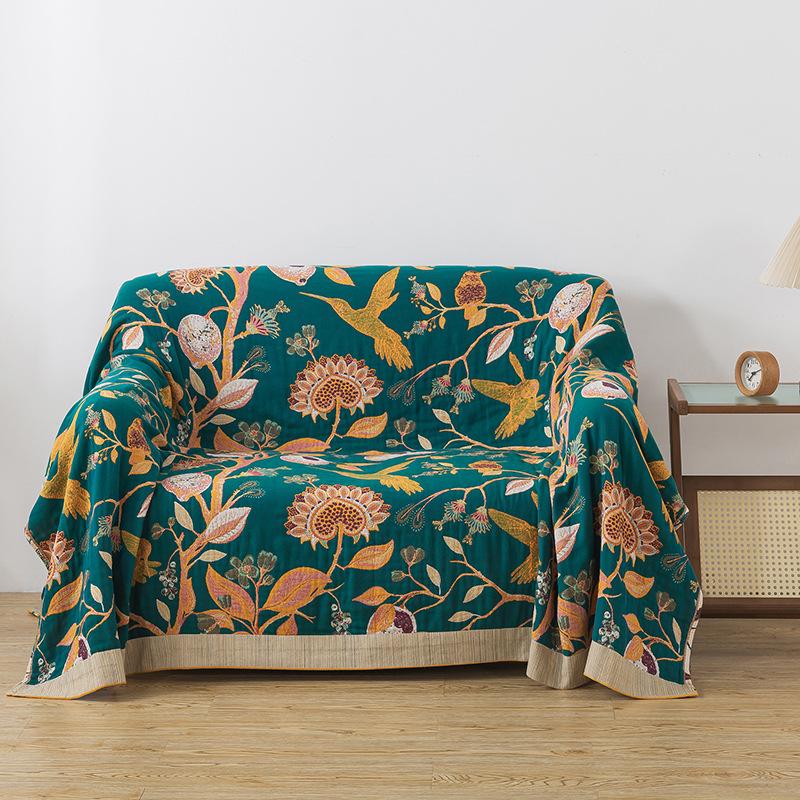 Boho Throw Blanket Pure Cotton Gauze Blanket for Bed Quilt Cover Blanket Home Decor Large Bed Blankets All Season Throws,1pc