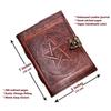 Handmade Leather Diary Embossed with Star, Journey & Double Wolf Diary with Antique Lock. Size 5*7 Inch