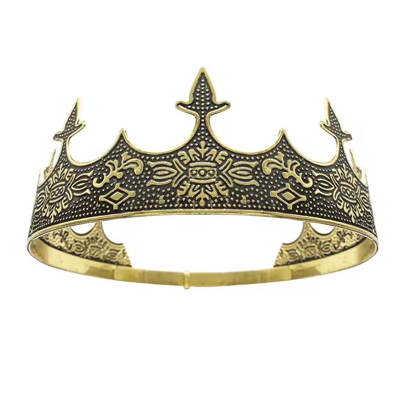 Simple Bar Mitzvah King Crown Hair Hoop Western Prince Crowns Headband Hair Accessories Round Tiaras Hair Ornaments