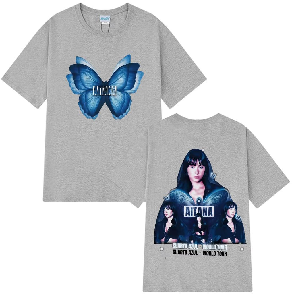 Summer Trendy Cotton Casual Clothing Singer Aitana Cuarto Azul Tour 2026 Merch T-shirt Men Women Fashion Vintage T Shirts