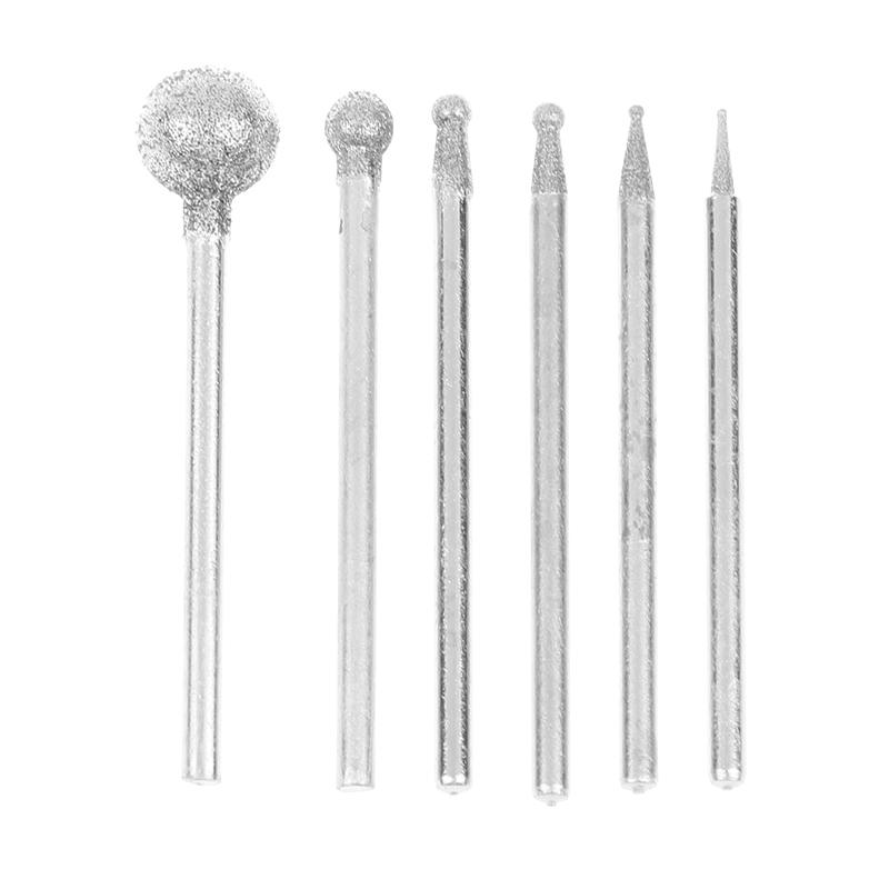 0,5 mm-8 mm Diamant Rund Entgraten Schleifen Bohrer Schleifkopf 2,35 mm Schaft Schnitzen Präzisionsschnitzwerkzeug Elektro-Schleifer Teile