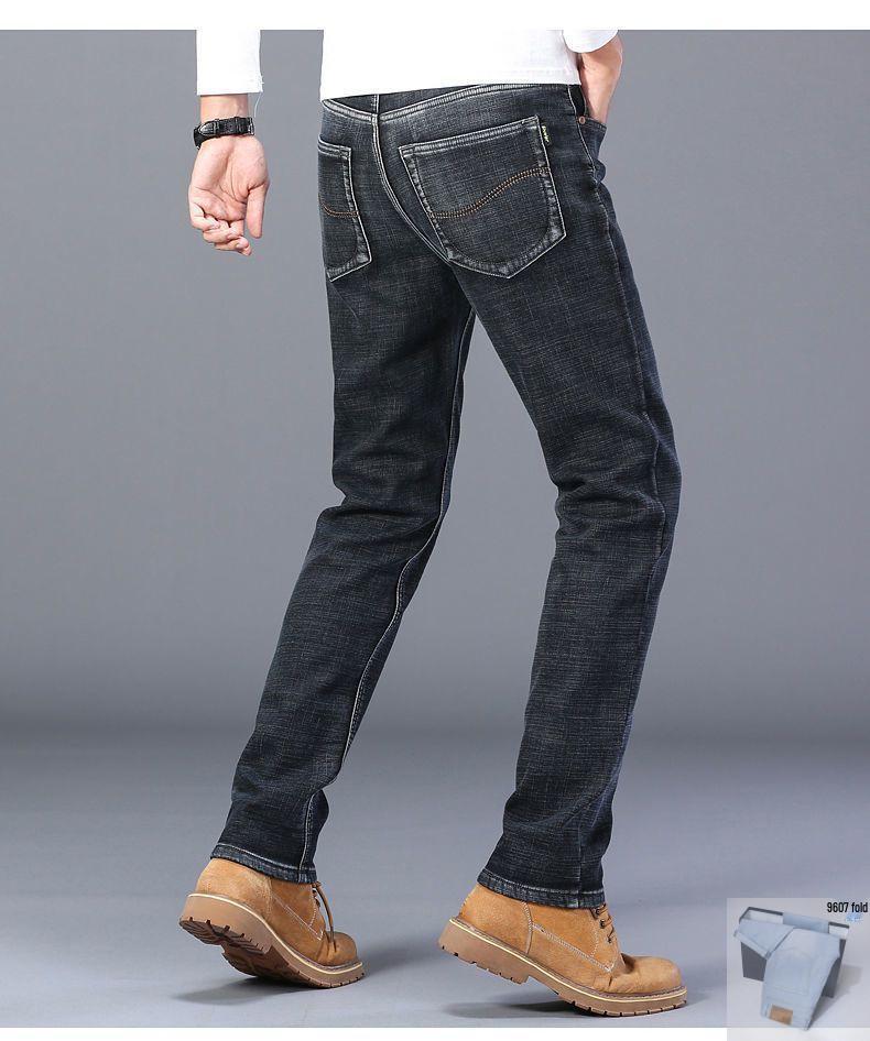 Spring & Fall Men's Straight Slim Fit Stretch Washed Business Jeans
