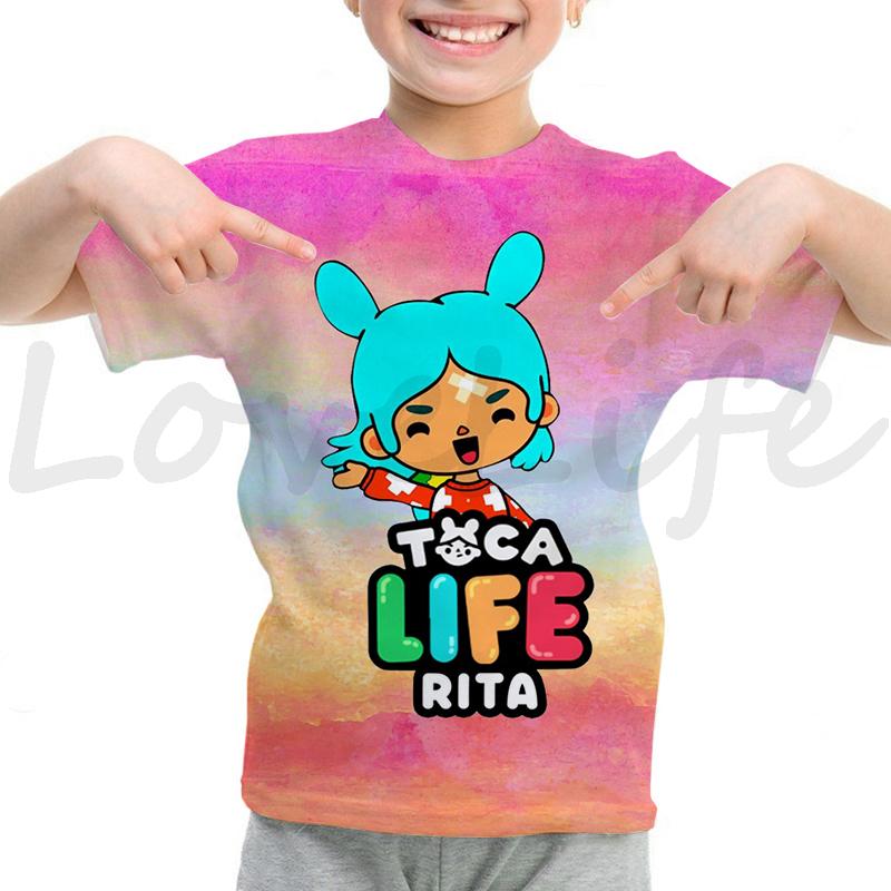 Toca Life World T Shirt Girls Boys Summer Casual Short Sleeve Tshirt Kids Cartoon Toca Boca T-shirt Camisetas Children Clothes