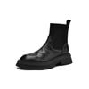 Krazing Pot Sheepskin Winter Round Toe Chunky Heels Fashion Motorcycle Boots Women Slip on Kniting Platform Ankle Boots
