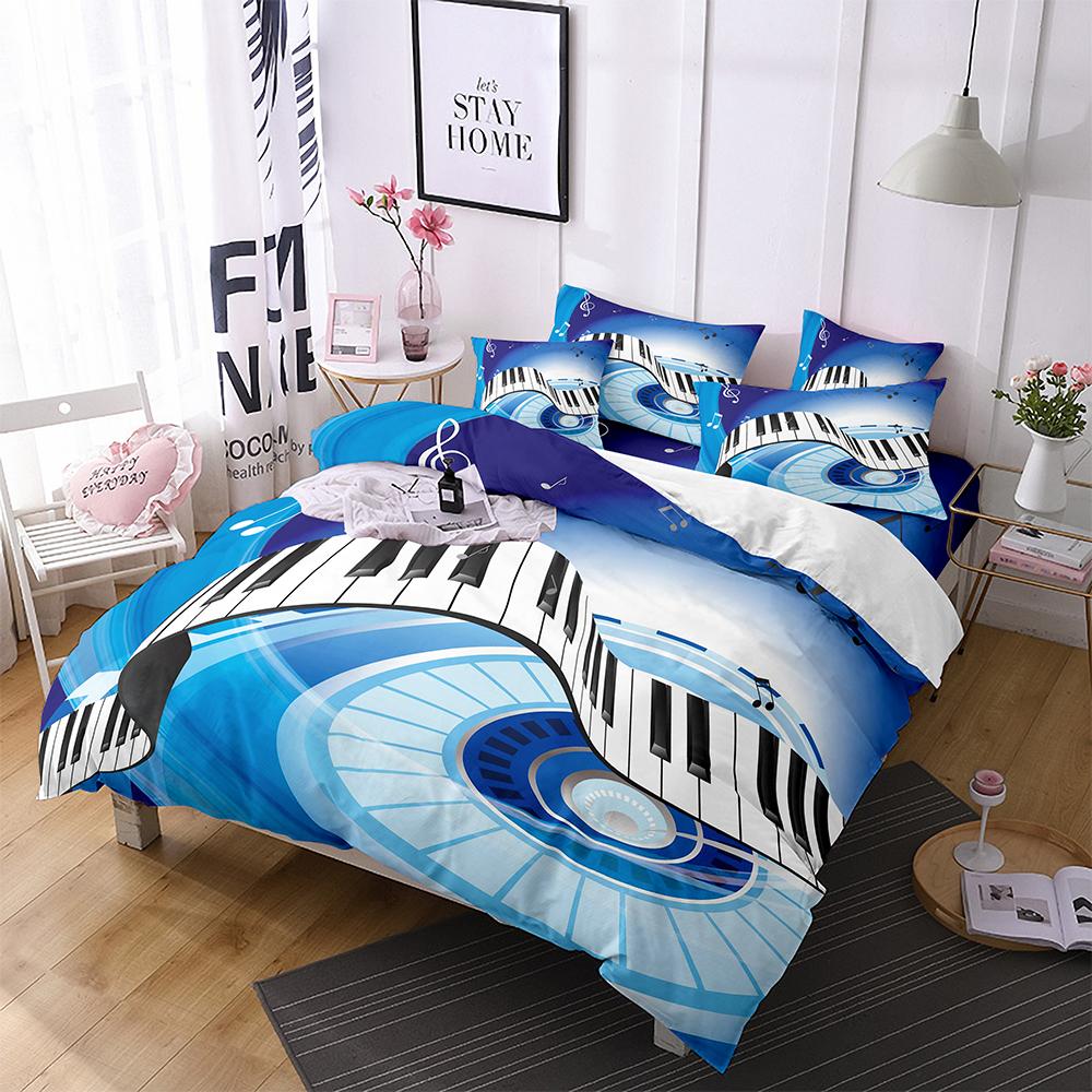 Přehozové sady s potiskem elektrické kytary Twin Hudební nástroj 3D Povlak na peřinu Dospívající Mladí Milovníci Rock and Rollu Ložní sady
