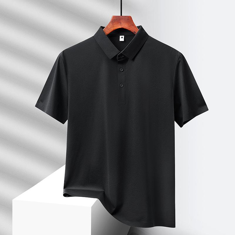 Polo shirt men's ice silk nylon high-end seamless business casual ice-feel lapel men's short-sleeved T-shirt quick-drying