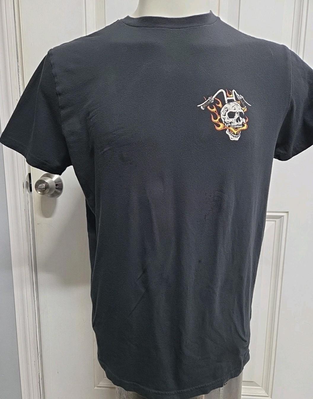Wrangler Mens Medium TShirt Black Skull Biker S