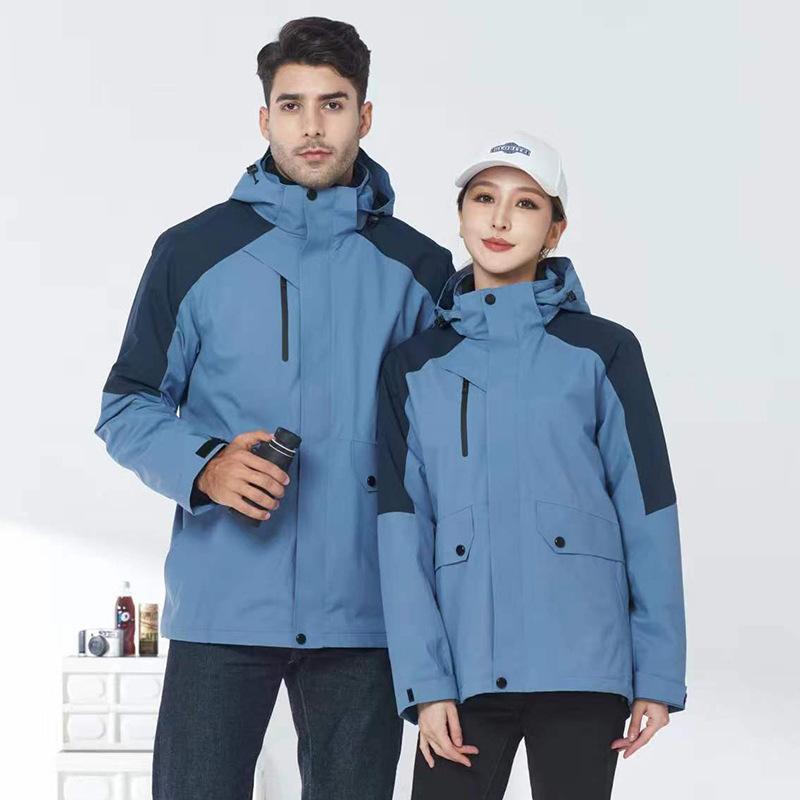 Outdoor Jacket Three-in-one Removable Liner Mountaineering Clothing Autumn and Winter Hooded Windproof and Waterproof Overalls Two-piece Set