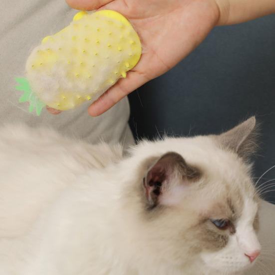 Cat Hair Removal Massage Brush Pineapple Cat Ear Shape Table Leg Scratching Tool Soft Double-Sided Comb for Dogs Cats Self Cleaning