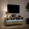 Vidaxl Ścienna Szafka Tv Z Led, Dąb Sonoma, 130X31X45 Cm
