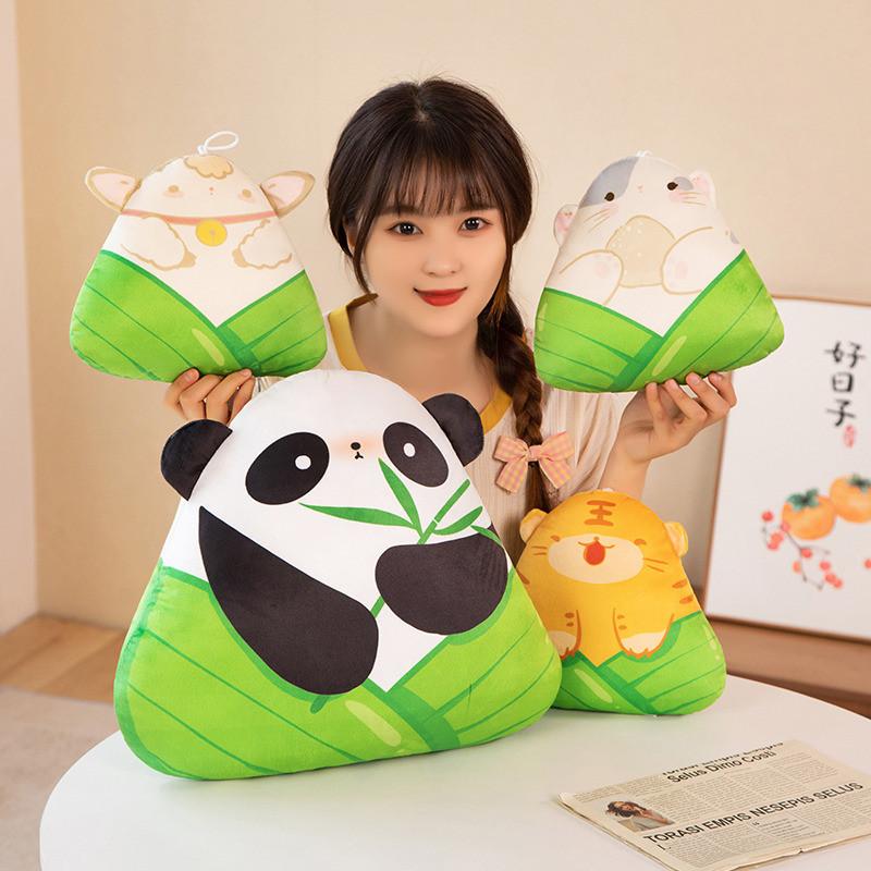 Cartoon Zongzi Plüschtier Panda Tiger Lamm Puppe Drachenbootfest Geschenk Puppe Anhänger