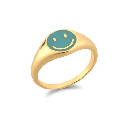 Reizende blaue Emaille-Ringe mit fröhlichem Gesicht für Damen, hochwertige Edelstahl-Herrenschmuck-Weihnachtsgeschenke 2025