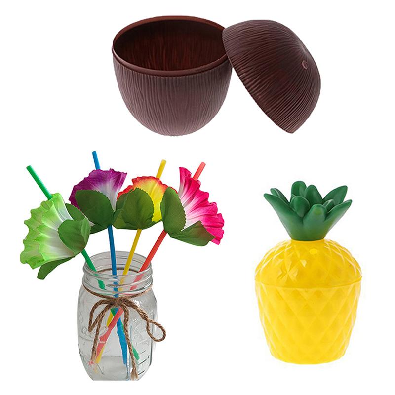 Hawaii Party Ananas Kokos Drikkekopp Sommer Hawaiisk Tropisk Festdekor