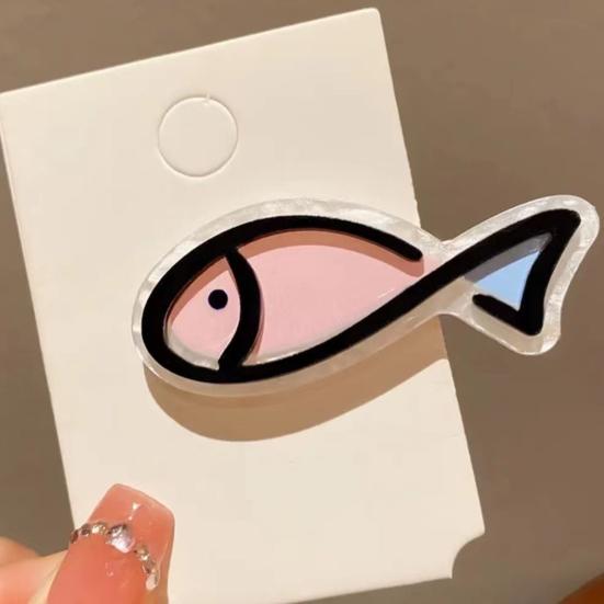 4Pcs Girl Hairpin Macaron Color Ocean Fish Shape Acrylic Hair Clips Smooth Rounded Edges Daily Styling Hair Accessory