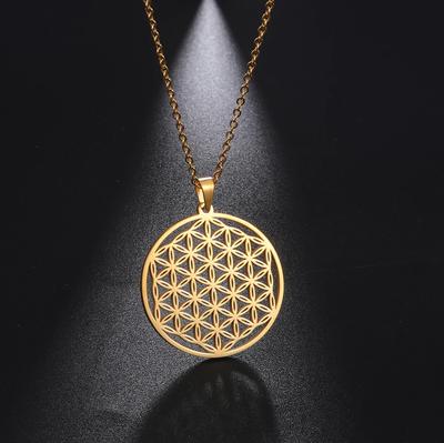 Chakra Květ života Náhrdelník Dámský Posvátná Mandala Nerezová ocel Geometrické Šperky Dárek