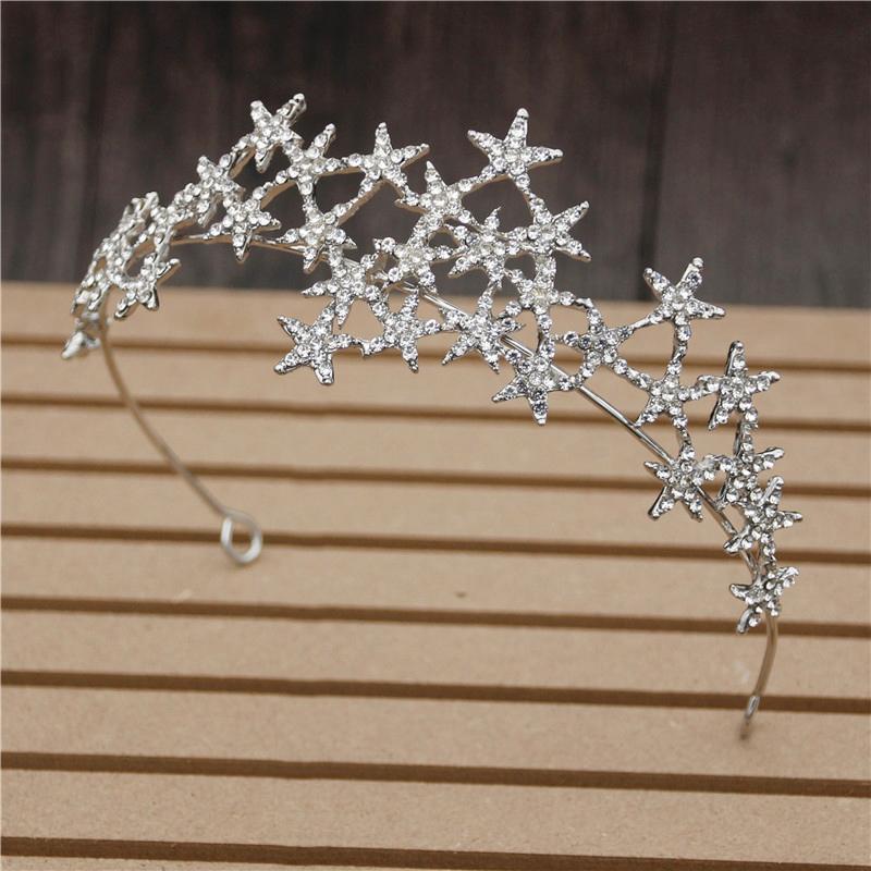 Luxus Strass Sterne Tiaras Krone für Frauen Braut Hochzeit Haar Schmuck Mädchen Stirnbänder Kopf Ornamente