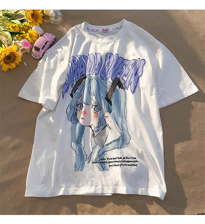Cartoon Graphic Printed T-shirt Women Men Oversized Y2k Short Sleeve High Quality Streetwear Harajuku Male Female Clothing